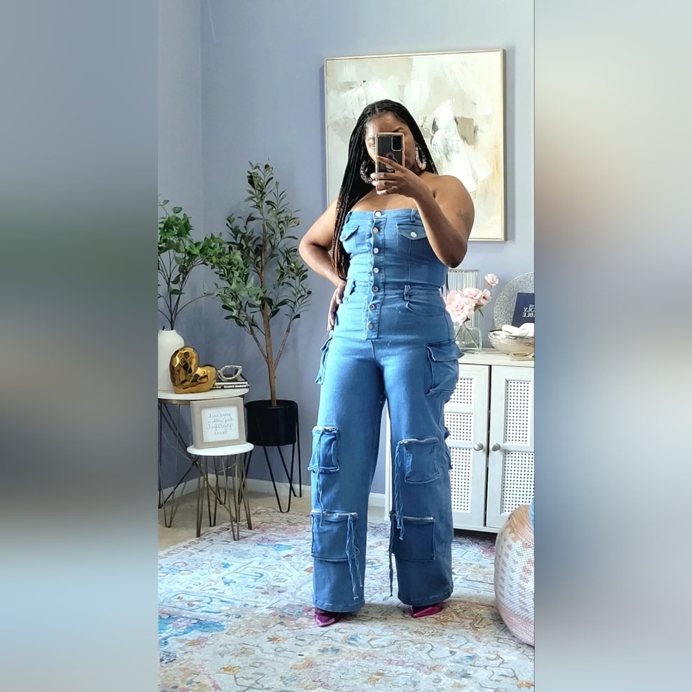 Sleeveless Denim Cargo Jumper